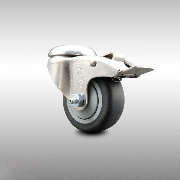 3 Inch 316SS Thermoplastic Rubber Swivel Bolt Hole Caster with Total Lock Brake